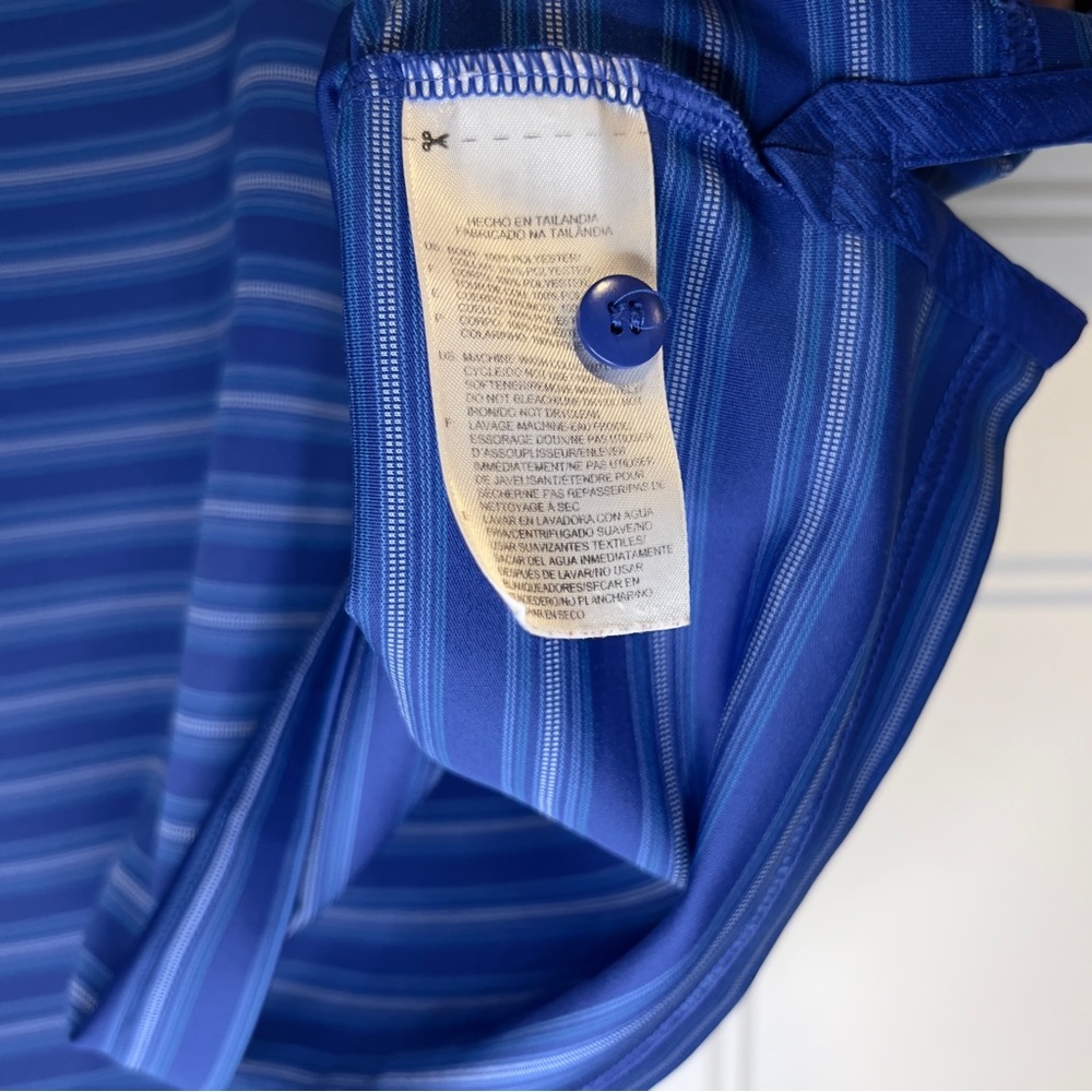 Reebok Golf PlayDry Athletic Polo Shirt Mens Striped Blue Short Sleeve - Picture 5 of 6